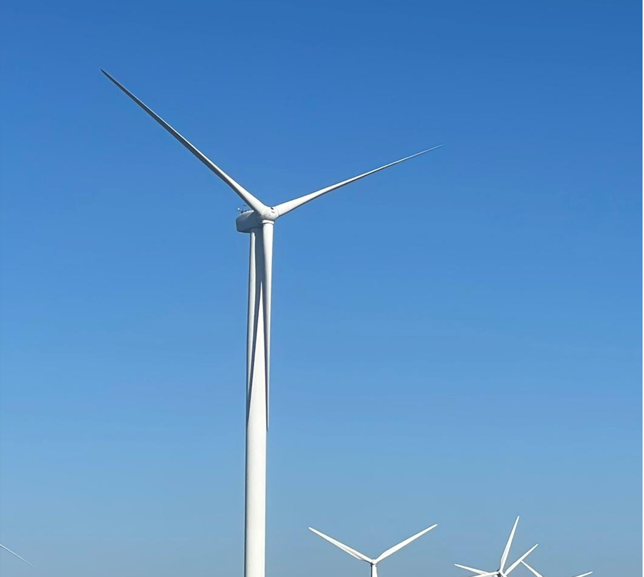 Wind turbines on a hillside